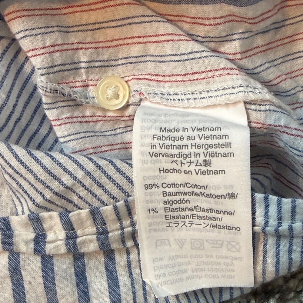MADEWELL Short-Sleeve Tie-Front Striped Shirt size Large Blue and White - Picture 7 of 9